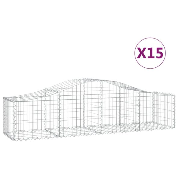 vidaXL Oblúkový gabionový kôš 15 ks 200x50x40/60 cm pozinkované železo – Obrázok 2