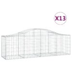 vidaXL Oblúkový gabionový kôš 13 ks 200x50x60/80 cm pozinkované železo – Obrázok 2
