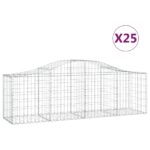 vidaXL Oblúkový gabionový kôš 25 ks 200x50x60/80 cm pozinkované železo – Obrázok 2