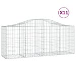 vidaXL Oblúkové gabionové koše 11 ks 200x50x80/100 cm pozink. železo – Obrázok 2