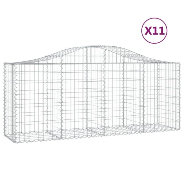 vidaXL Oblúkové gabionové koše 11 ks 200x50x80/100 cm pozink. železo – Obrázok 2