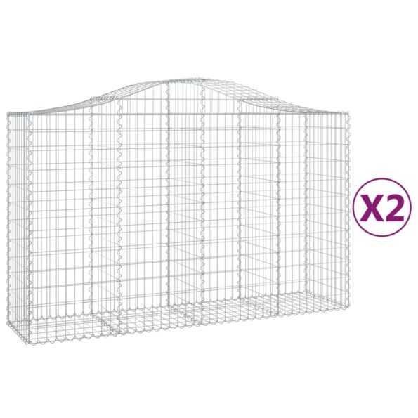vidaXL Oblúkové gabionové koše 2 ks 200x50x120/140 cm pozink. železo – Obrázok 2