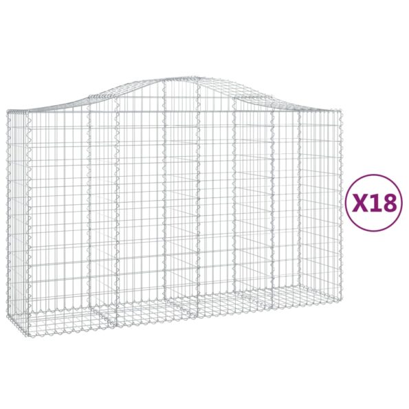 vidaXL Oblúkové gabionové koše 18 ks 200x50x120/140 cm pozink. železo – Obrázok 2