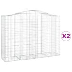 vidaXL Oblúkové gabionové koše 2 ks 200x50x140/160 cm pozink. železo – Obrázok 2