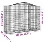 vidaXL Oblúkové gabionové koše 2 ks 200x50x140/160 cm pozink. železo – Obrázok 6