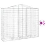 vidaXL Oblúkové gabiónové koše 6ks 200x50x160/180cm pozinkované železo – Obrázok 2