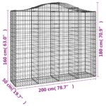 vidaXL Oblúkové gabiónové koše 6ks 200x50x160/180cm pozinkované železo – Obrázok 6