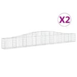 vidaXL Oblúkový gabionový kôš 2 ks 400x30x40/60 cm pozinkované železo – Obrázok 2