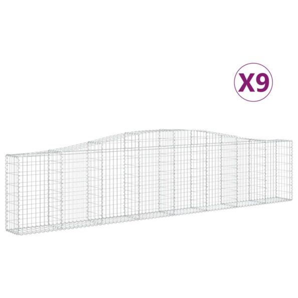 vidaXL Oblúkové gabionové koše 9 ks 400x30x80/100cm pozinkované železo – Obrázok 2