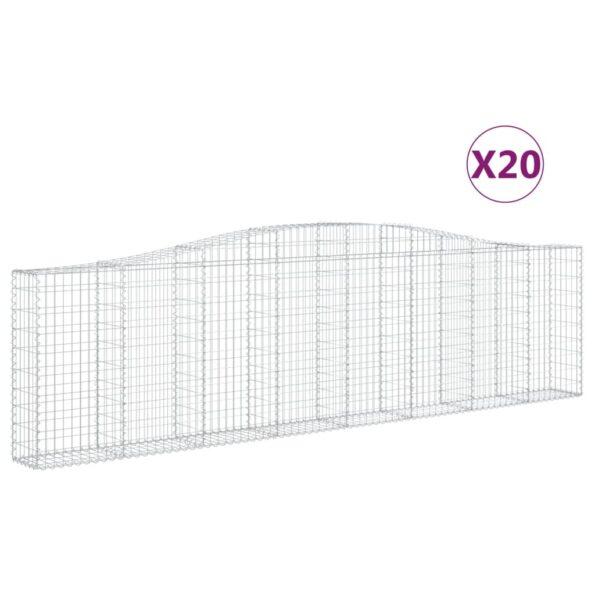 vidaXL Oblúkové gabiónové koše 20 ks 400x30x100/120cm pozinkov. železo – Obrázok 2