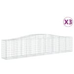 vidaXL Oblúkové gabionové koše 3 ks 400x50x80/100cm pozinkované železo – Obrázok 2