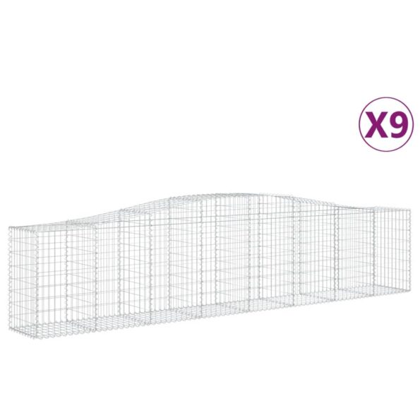 vidaXL Oblúkové gabionové koše 9 ks 400x50x80/100cm pozinkované železo – Obrázok 2