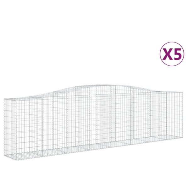 vidaXL Oblúkové gabiónové koše 5 ks 400x50x100/120cm pozinkov. železo – Obrázok 2