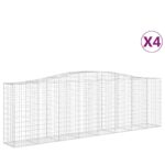 vidaXL Oblúkové gabionové koše 4 ks 400x50x120/140 cm pozink. železo – Obrázok 2