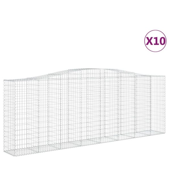 vidaXL Oblúkové gabionové koše 10 ks 400x50x140/160 cm pozink. železo – Obrázok 2