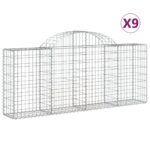 vidaXL Oblúkové gabionové koše 9 ks 200x30x80/100cm pozinkované železo – Obrázok 2