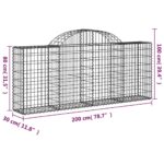 vidaXL Oblúkové gabionové koše 9 ks 200x30x80/100cm pozinkované železo – Obrázok 6