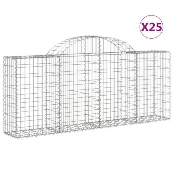 vidaXL Oblúkové gabionové koše 25ks 200x30x80/100cm pozinkované železo – Obrázok 2