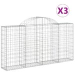 vidaXL Oblúkové gabiónové koše 3ks 200x30x100/120cm pozinkované železo – Obrázok 2