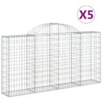 vidaXL Oblúkové gabiónové koše 5 ks 200x30x100/120cm pozinkov. železo – Obrázok 2