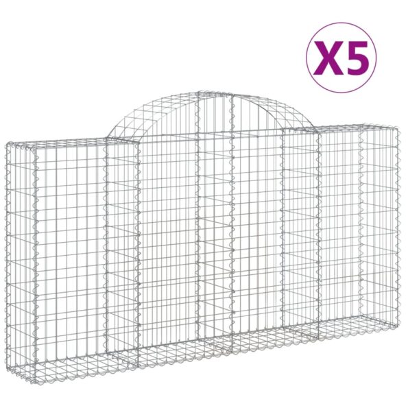 vidaXL Oblúkové gabiónové koše 5 ks 200x30x100/120cm pozinkov. železo – Obrázok 2