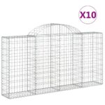 vidaXL Oblúkové gabiónové koše 10 ks 200x30x100/120cm pozinkov. železo – Obrázok 2