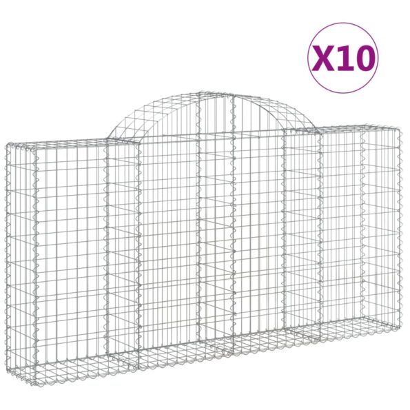 vidaXL Oblúkové gabiónové koše 10 ks 200x30x100/120cm pozinkov. železo – Obrázok 2