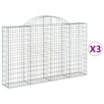 vidaXL Oblúkové gabionové koše 3 ks 200x30x120/140 cm pozink. železo – Obrázok 2