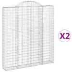 vidaXL Oblúkový gabionový kôš 2 ks 200x30x220/240cm pozinkované železo – Obrázok 2