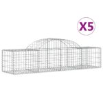 vidaXL Oblúkový gabionový kôš 5 ks 200x50x40/60 cm pozinkované železo – Obrázok 2