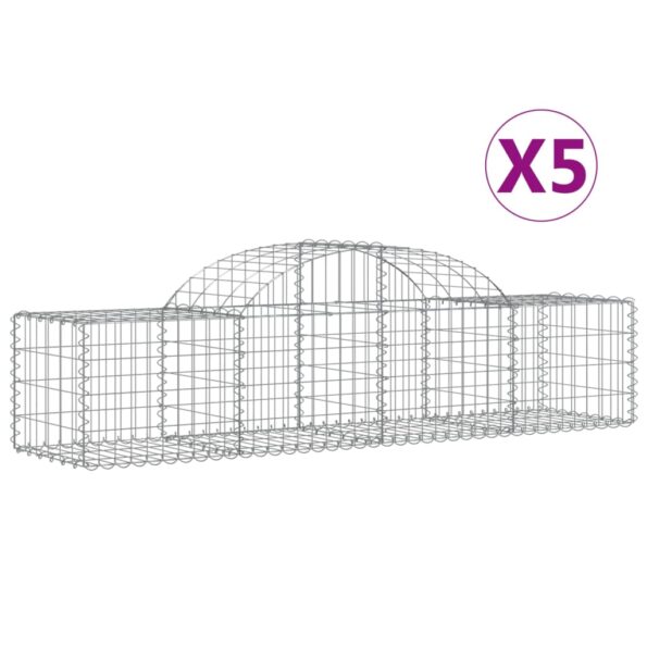 vidaXL Oblúkový gabionový kôš 5 ks 200x50x40/60 cm pozinkované železo – Obrázok 2