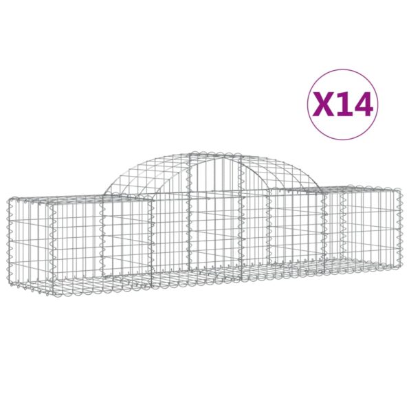 vidaXL Oblúkové gabionové koše 14 ks 200x50x40/60 cm pozink. železo – Obrázok 2