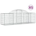 vidaXL Oblúkový gabionový kôš 5 ks 200x50x60/80 cm pozinkované železo – Obrázok 2