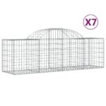 vidaXL Oblúkový gabionový kôš 7 ks 200x50x60/80 cm pozinkované železo – Obrázok 2