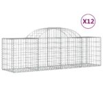 vidaXL Oblúkový gabionový kôš 12 ks 200x50x60/80 cm pozinkované železo – Obrázok 2