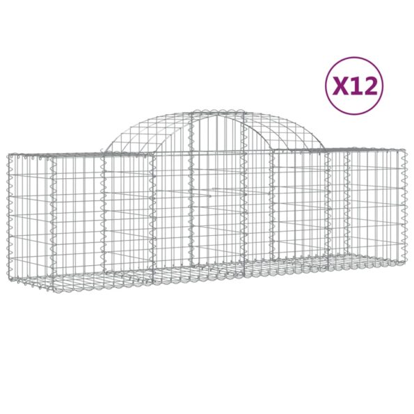 vidaXL Oblúkový gabionový kôš 12 ks 200x50x60/80 cm pozinkované železo – Obrázok 2
