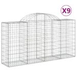 vidaXL Oblúkové gabiónové koše 9ks 200x50x100/120cm pozinkované železo – Obrázok 2