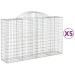 vidaXL Oblúkové gabionové koše 5 ks 200x50x120/140 cm pozink. železo – Obrázok 2