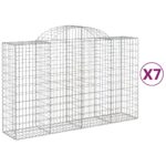 vidaXL Oblúkové gabionové koše 7 ks 200x50x120/140 cm pozink. železo – Obrázok 2