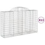 vidaXL Oblúkové gabionové koše 13 ks 200x50x120/140 cm pozink. železo – Obrázok 2