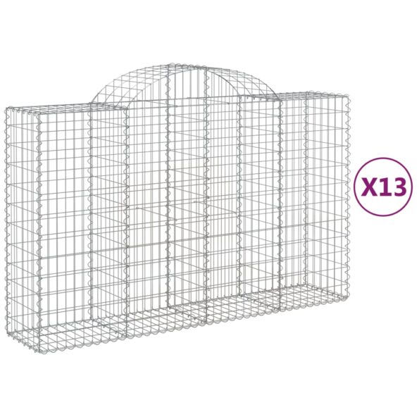vidaXL Oblúkové gabionové koše 13 ks 200x50x120/140 cm pozink. železo – Obrázok 2