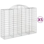 vidaXL Oblúkové gabionové koše 5 ks 200x50x140/160 cm pozink. železo – Obrázok 2