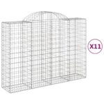 vidaXL Oblúkové gabionové koše 11 ks 200x50x140/160 cm pozink. železo – Obrázok 2