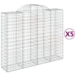 vidaXL Oblúkové gabiónové koše 5ks 200x50x160/180cm pozinkované železo – Obrázok 2
