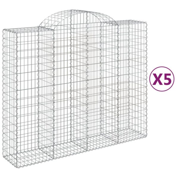 vidaXL Oblúkové gabiónové koše 5ks 200x50x160/180cm pozinkované železo – Obrázok 2