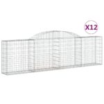 vidaXL Oblúkové gabionové koše 12ks 300x30x80/100cm pozinkované železo – Obrázok 2