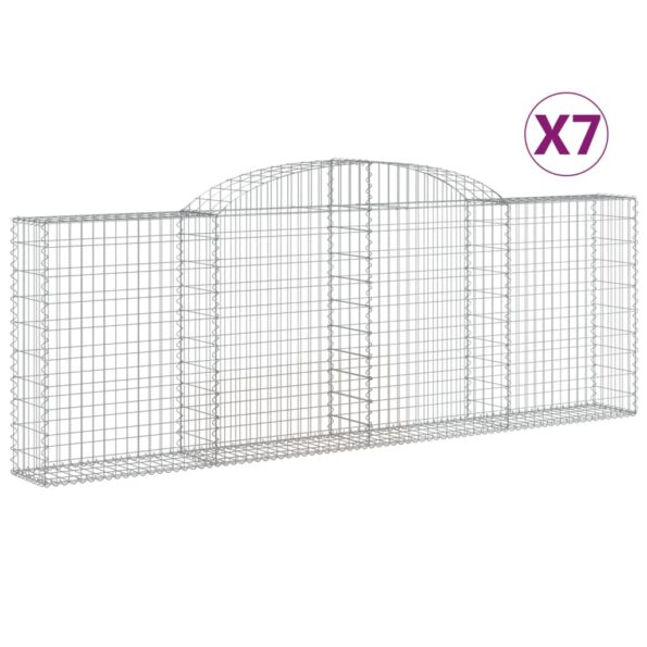 vidaXL Oblúkové gabiónové koše 7ks 300x30x100/120cm pozinkované železo – Obrázok 2