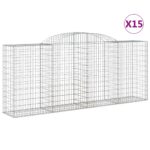 vidaXL Oblúkové gabionové koše 15 ks 300x50x120/140 cm pozink. železo – Obrázok 2