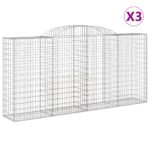 vidaXL Oblúkové gabionové koše 3 ks 300x50x140/160 cm pozink. železo – Obrázok 2