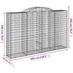 vidaXL Oblúkové gabiónové koše 2ks 300x50x180/200cm pozinkované železo – Obrázok 6